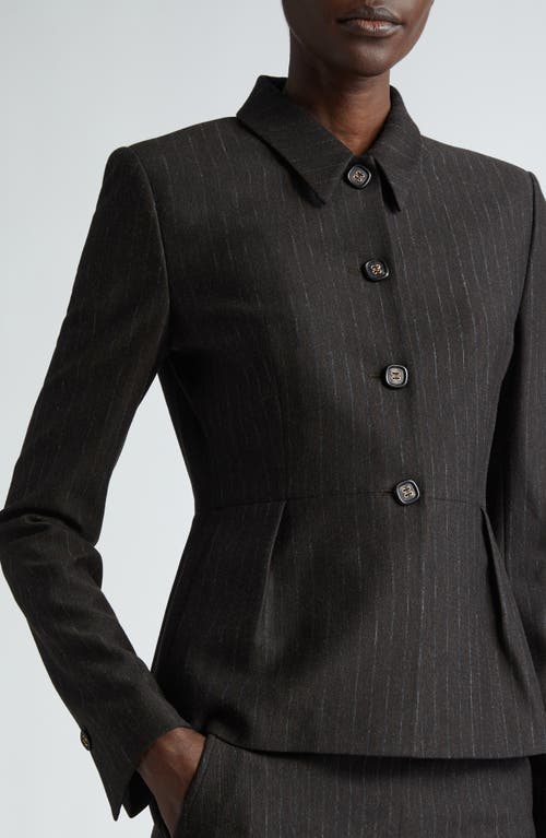 Shop St John St. John Collection Pinstripe Jersey Peplum Jacket In Mocha