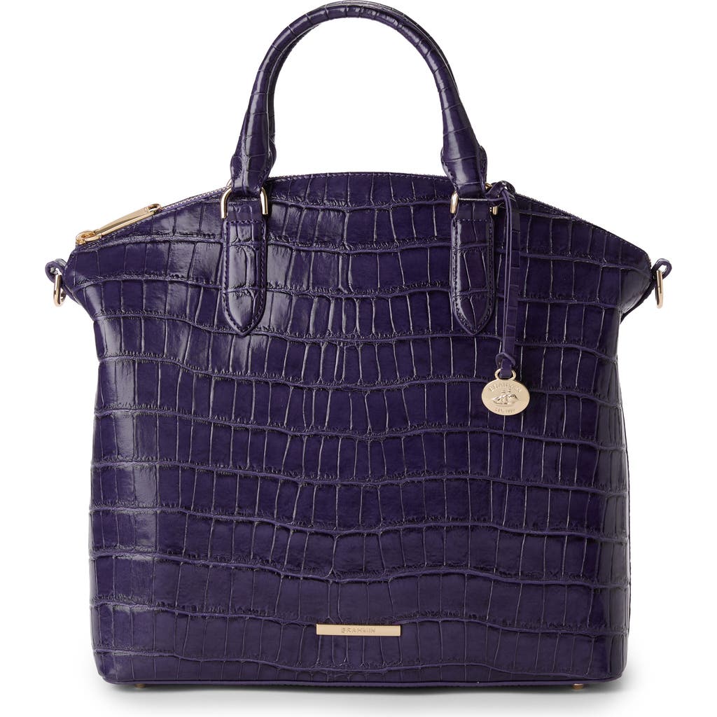 Brahmin Large Duxbury Croc Embossed Leather Satchel in Voltage Violet