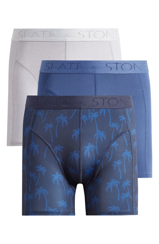 Slate & Stone 3-pack Assorted Microfiber Boxer Briefs In Blue Multi