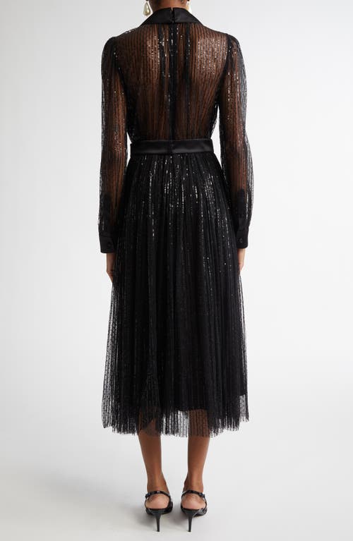 Shop Dolce & Gabbana Dolce&gabbana Sequin Sheer Long Sleeve Blazer Midi Dress In N0000 Nero