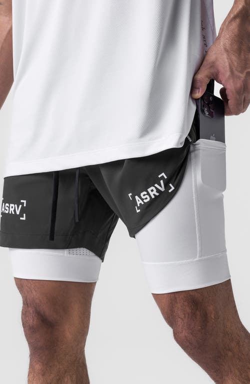 Shop Asrv Tetra-lite™ 5-inch 2-in-1 Lined Shorts In Raven Bracket/white