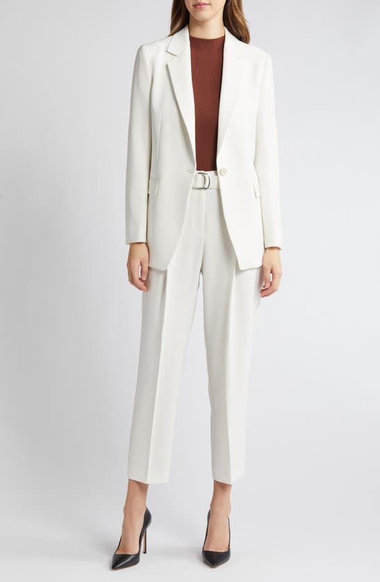 Hugo Boss Tapiah Belted Ankle Pants In Soft Cream