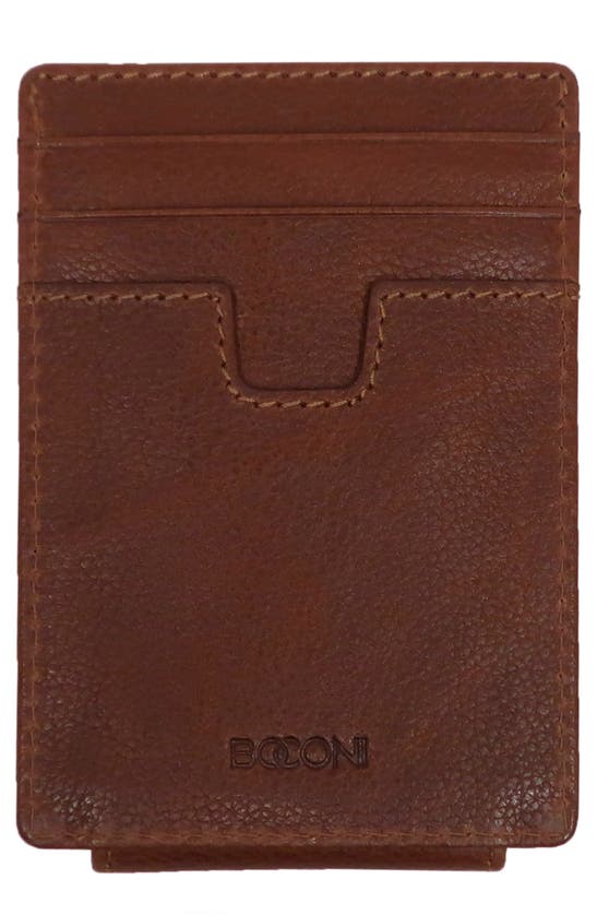 Shop Boconi Leather Money Clip Card Case In Cognac