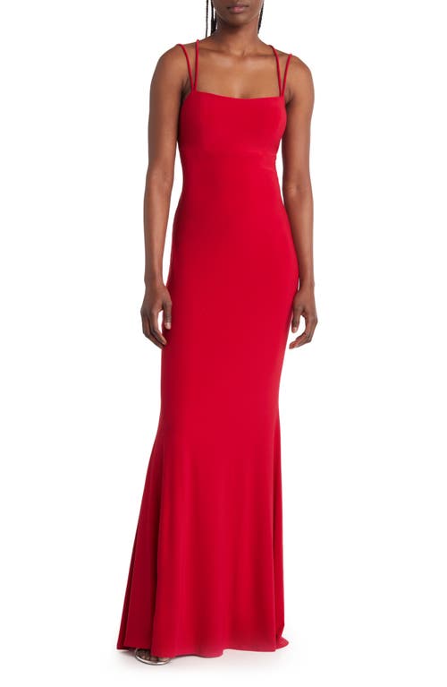 Jump Apparel Strappy Jersey Gown in Red