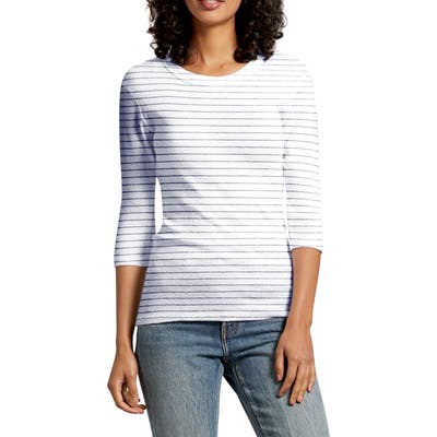 Michael Stars Emelie Stripe Shine Tee, Size One Size - White