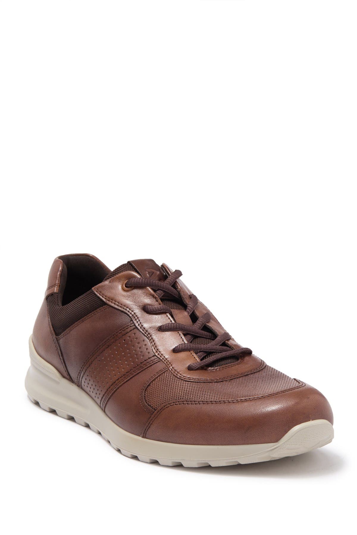 Ecco Cs20 Leather Trainer In Amber/coffee