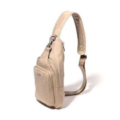 Baggallini Central Park Sling Bag In Taupe Twill