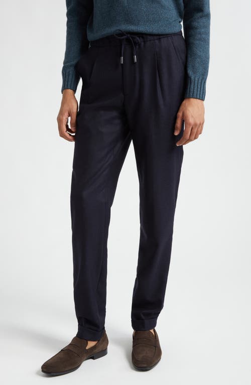 Casual Wool & Cashmere Twill Pants in Navy