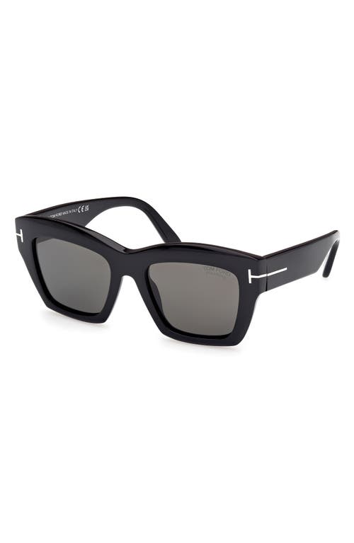 Shop Tom Ford Luna 52mm Butterfly Sunglasses In Shiny Black/eco/lenses