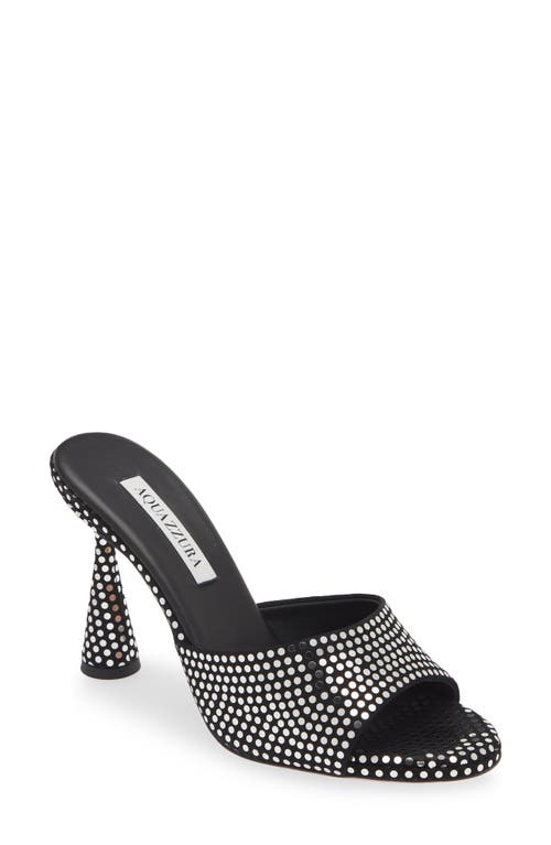 Shop Aquazzura Max Paillette Embellished Slide Sandal In Black/silver