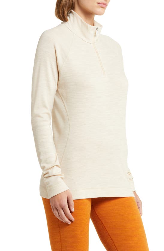 Shop Smartwool Classic Thermal Long Sleeve Merino Wool Quarter-zip Base Layer Top In Almond Heather