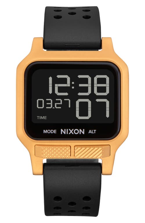 Shop Nixon Heat Digital Rubber Strap Watch In Gold/black