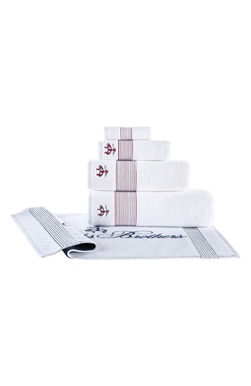 Shop Brooks Brothers 6-piece Robe Stripe Cotton Towel Set In Scarlet Sage