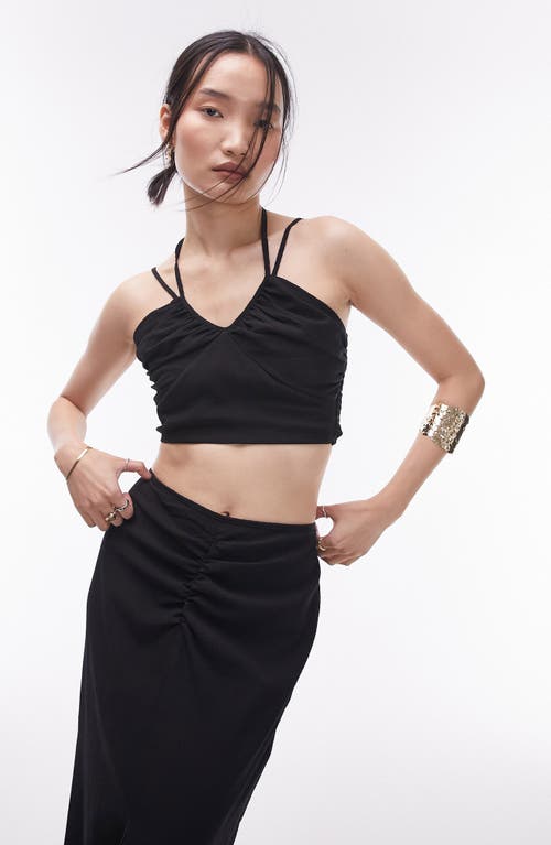 Topshop Ruched Halter Top Black at Nordstrom, Us