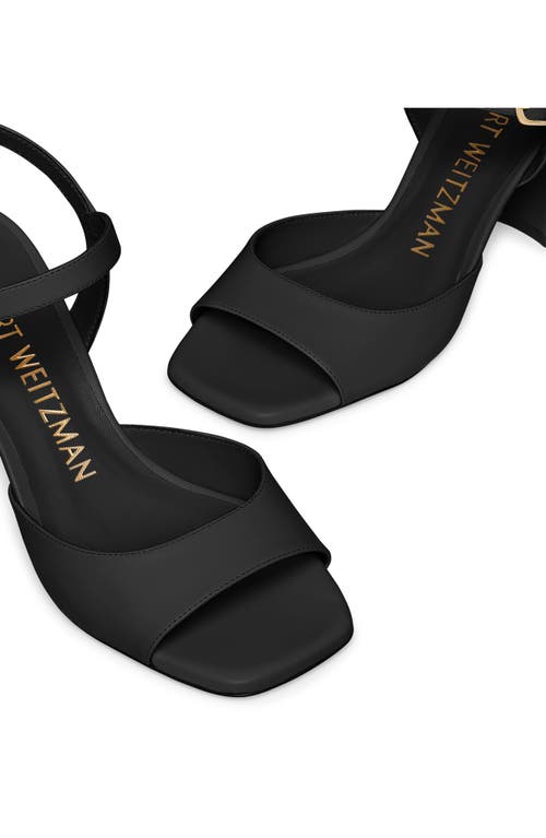 Stuart Weitzman Tia 75 Block Sandal In Black/black