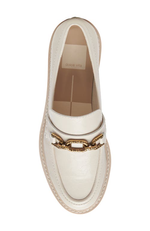 Dolce Vita Harlen Platform Loafer In Ivory Crinkle Patent