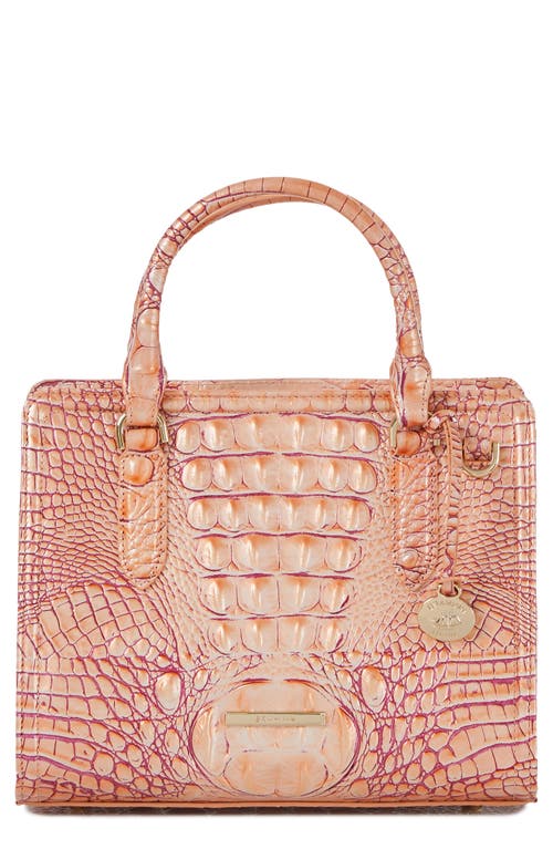 Cami Croc Embossed Leather Satchel in Apricot Rose