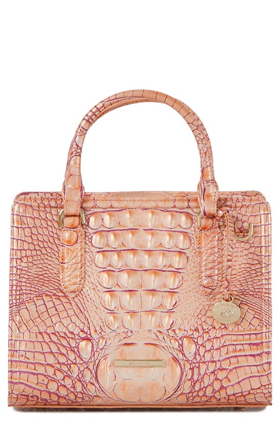 Brahmin Cami Croc Embossed Leather Satchel In Apricot Rose