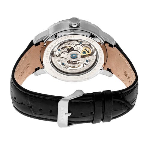 Shop Heritor Automatic Ryder Skeleton Leather-band Watch In Silver