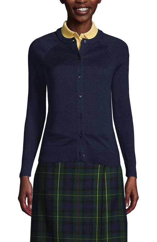 Lands' End School Uniform Young  Cotton Modal Cardigan Sweater In Classic Navy