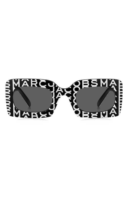 Marc Jacobs 50mm Rectangular Sunglasses in Black White/Grey at Nordstrom