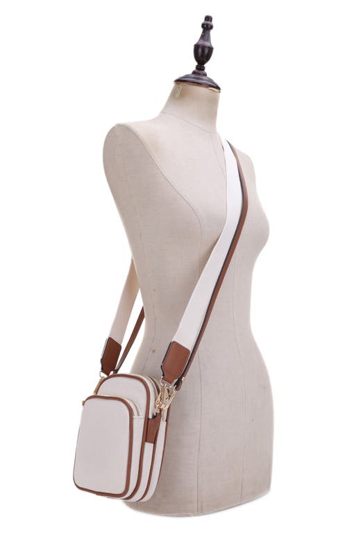 Mali + Lili Josephine Canvas & Vegan Leather Crossbody Bag In Beige/cognac