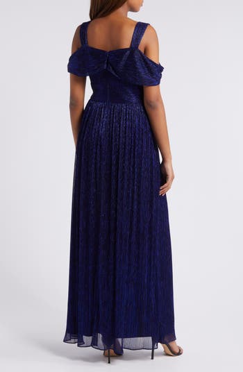 Alex Evenings Cold Shoulder Plisse Gown Nordstrom