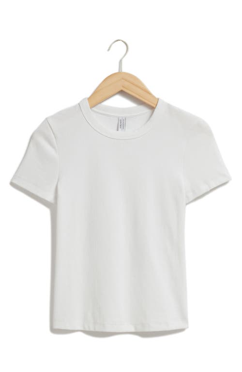 Shop & Other Stories Ribbed Cropped T-shirt In White Light