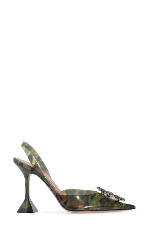 Amina Muaddi Begum Crystal Pointed Toe Slingback Pump In Pvc Camo Black Crystals