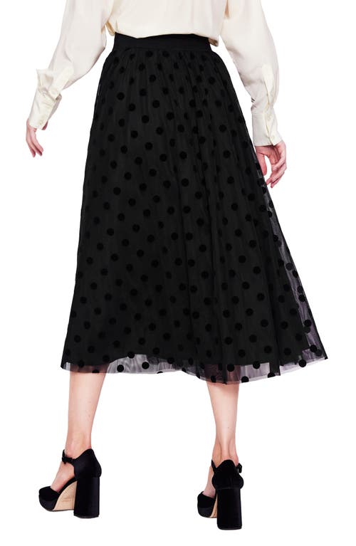 Shop Boden Isabella Tonal Dot Tulle Midi Skirt In Black Spots