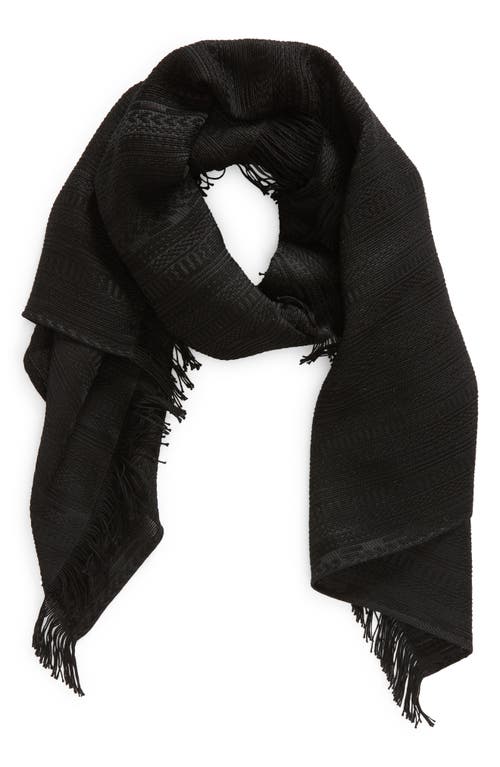 Max Mara Fiesole Fringe Cotton & Silk Scarf in Black 