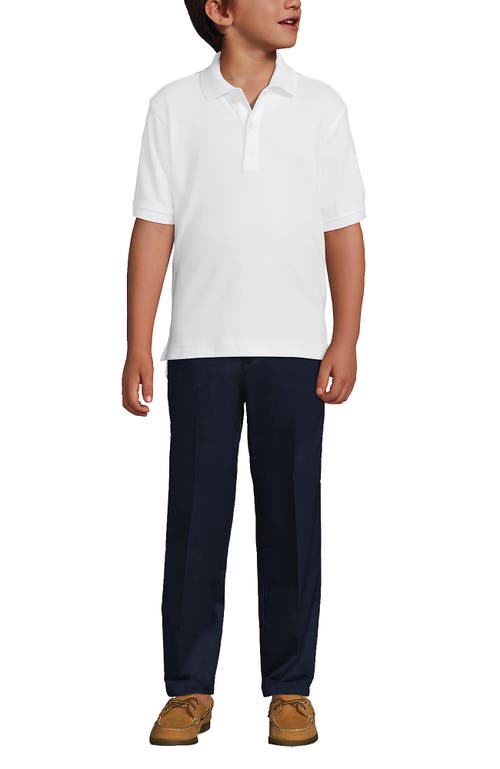 Lands' End School Uniform Kids Short Sleeve Interlock Polo Shirt In White