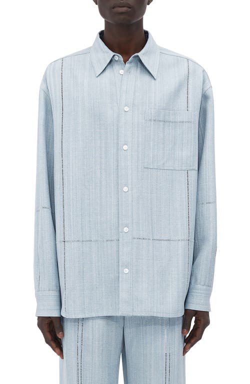 Bottega Veneta Oversize Button-up Shirt In River/cloud