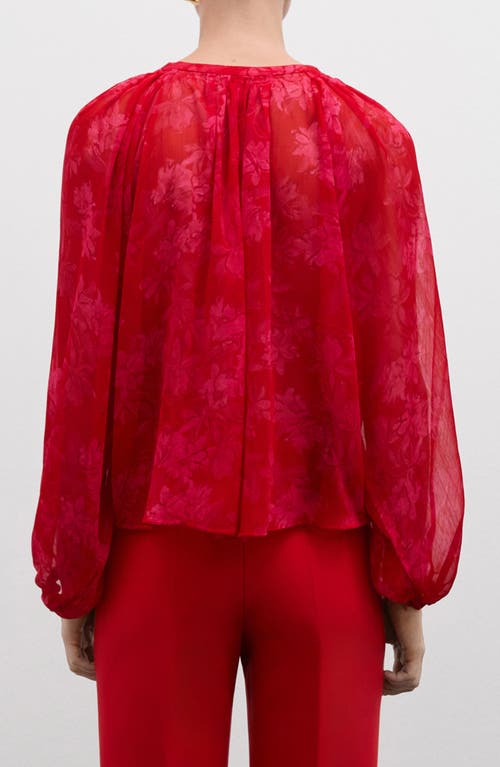 MANGO MANGO FLORAL PRINT TIE NECK TOP