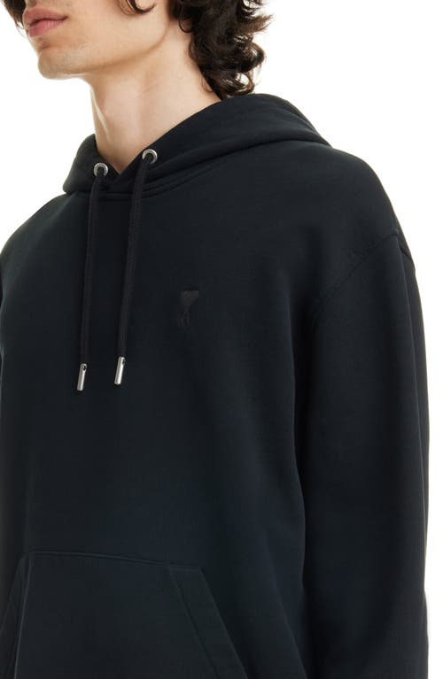 Shop Ami Alexandre Mattiussi Ami Paris Ami De Coeur Embroidered Cotton Knit Hoodie In Black/001