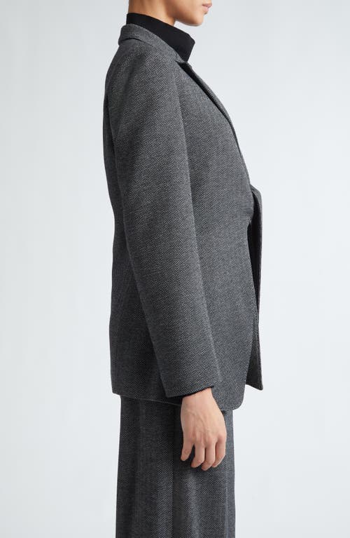 Shop Max Mara Monia Tie Front Herringbone Jersey Blazer In Dark Grey