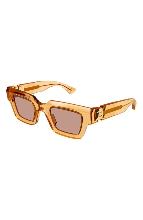 Shop Bottega Veneta 49mm Rectangular Sunglasses In Orange