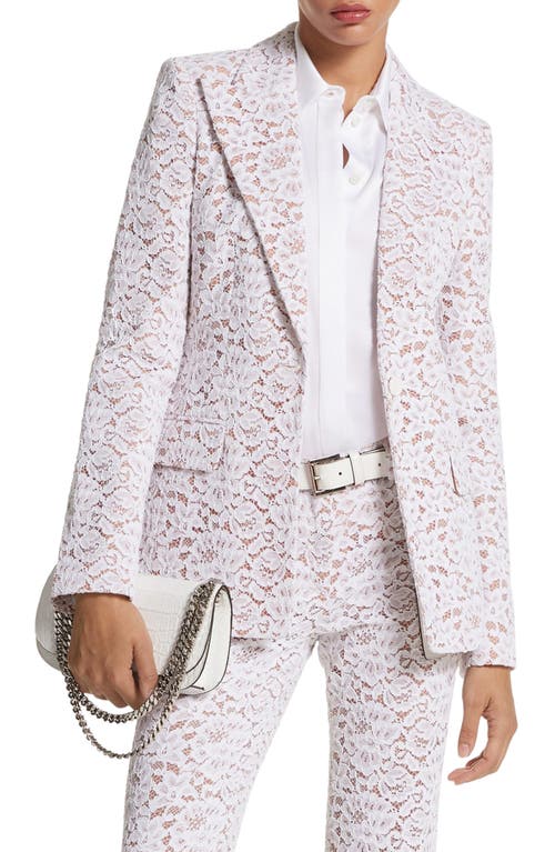 Michael Kors Collection Georgina Floral Lace One-Button Blazer in Optic White at Nordstrom, Size 12