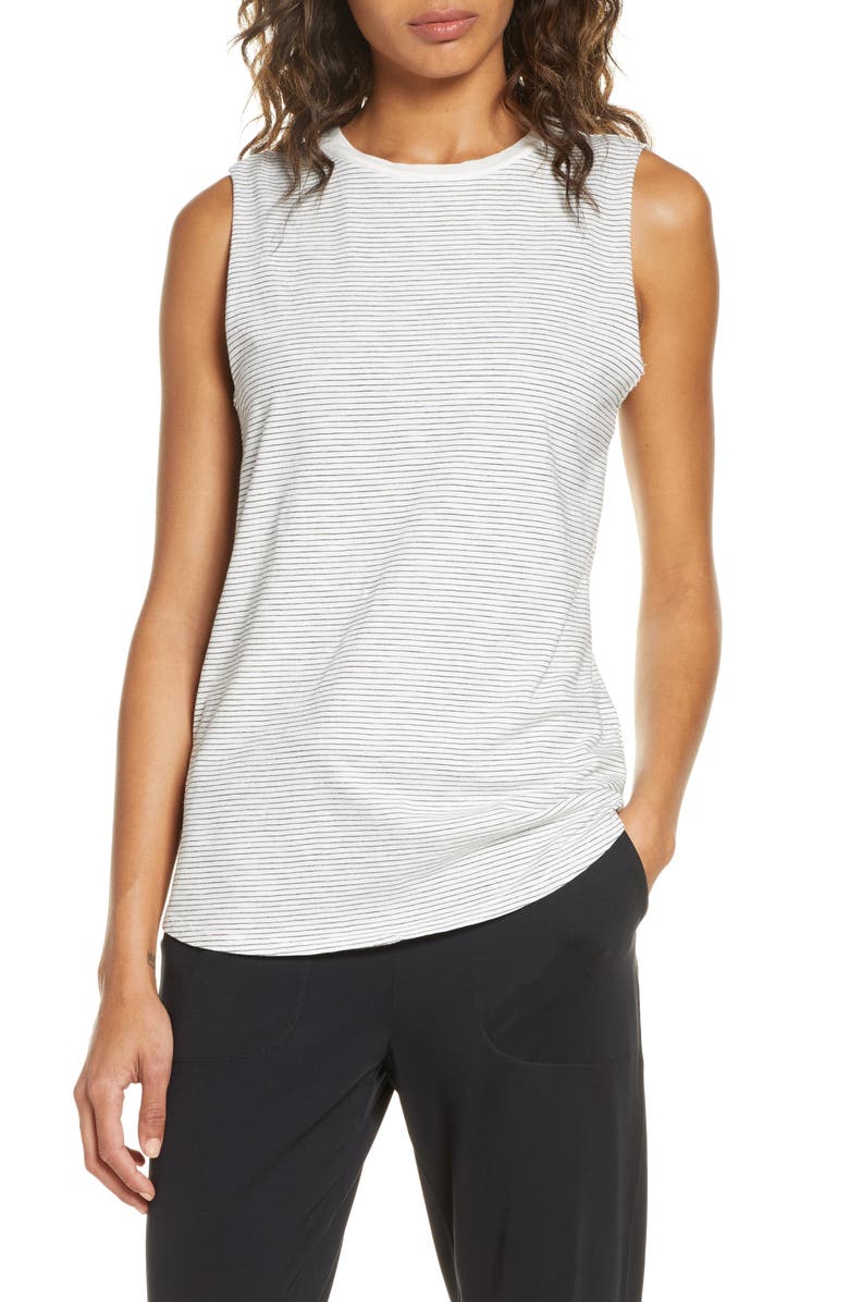 ZELLA Stripe Open Back Tank Top, Main, color, WHITE BLANC