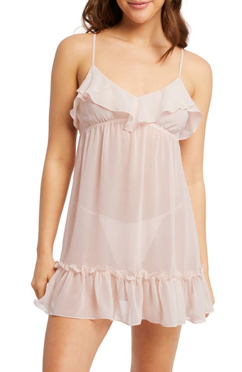 Shop Rya Collection Love Joy Babydoll Chiffon Chemise & Thong In Blush