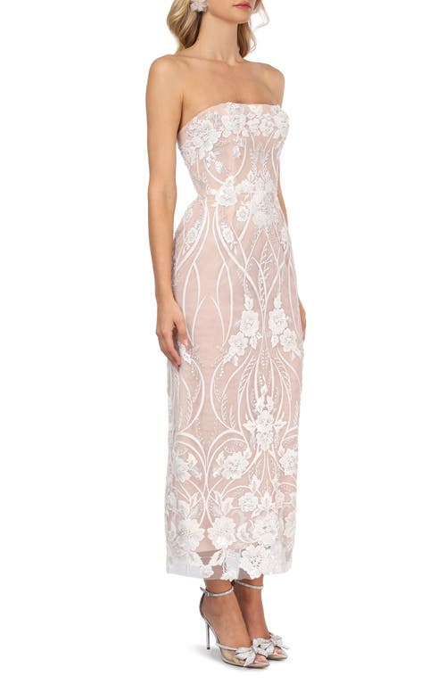 Shop Helsi Catherine Sequin Floral Strapless Gown In Off White/beige