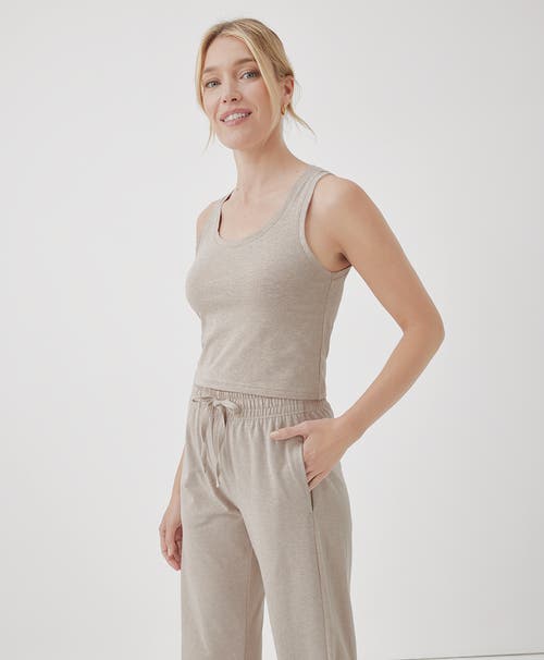 Pact Organic Cotton Cool Stretch Fitted Lounge Tank In Oat Heather