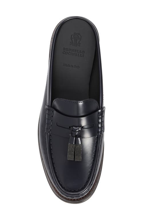 Brunello Cucinelli Tassel Loafer Mule In Night Sky