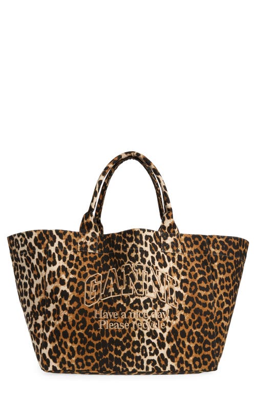 XXL Leopard Print Recycled Cotton Shopper Tote