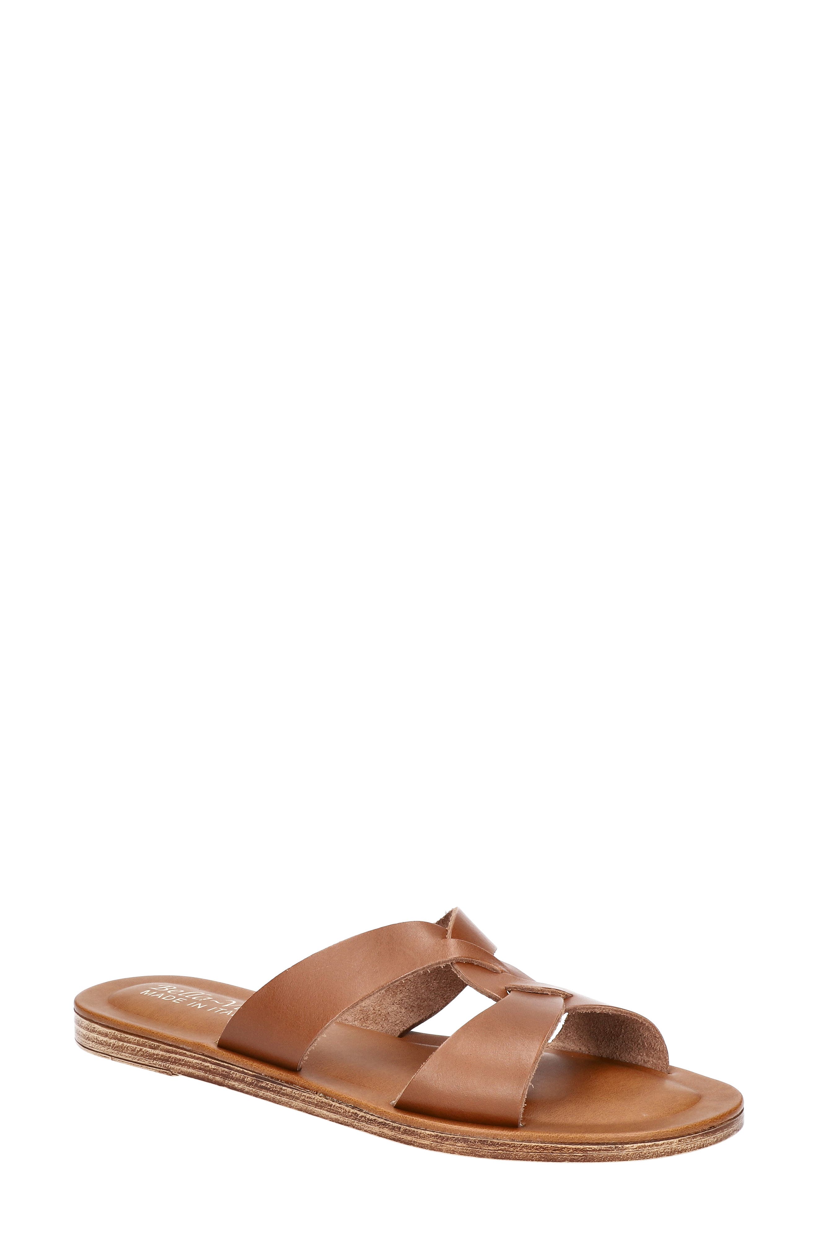 brown slip sandals