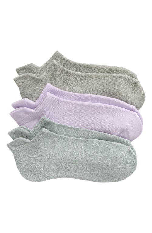 Nordstrom 3-Pack Everyday Tab Ankle Socks in Grey Mineral -Purple Multi 