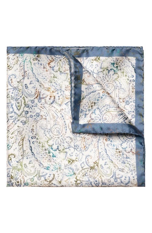 Paisley Silk Pocket Square in Blue/Natural