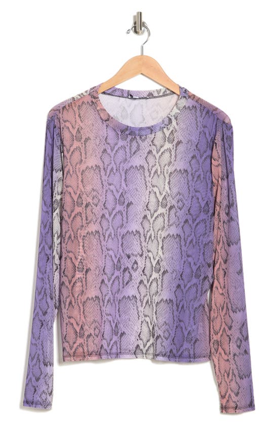 Afrm The Sunny Tie Dye Printed Mesh Top In Purple Snake Ombre