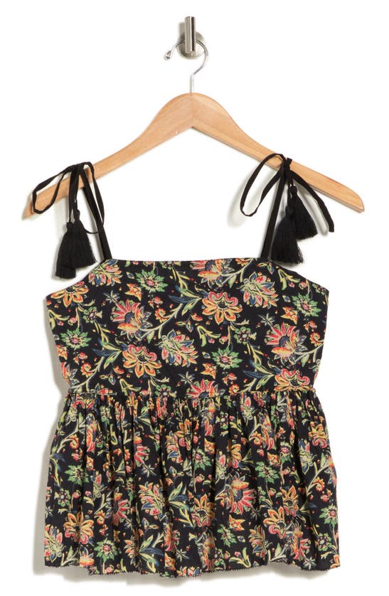 Shop The Great . The Dainty Floral Sleeveless Top In Black Print