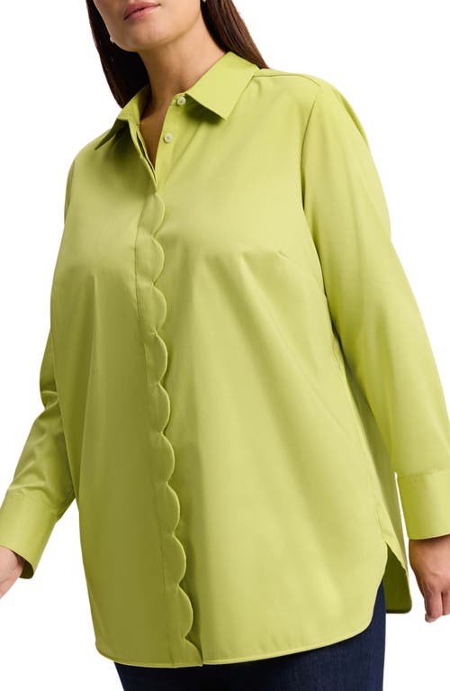 Shop Foxcroft Layla Sateen Button-up Shirt In Green